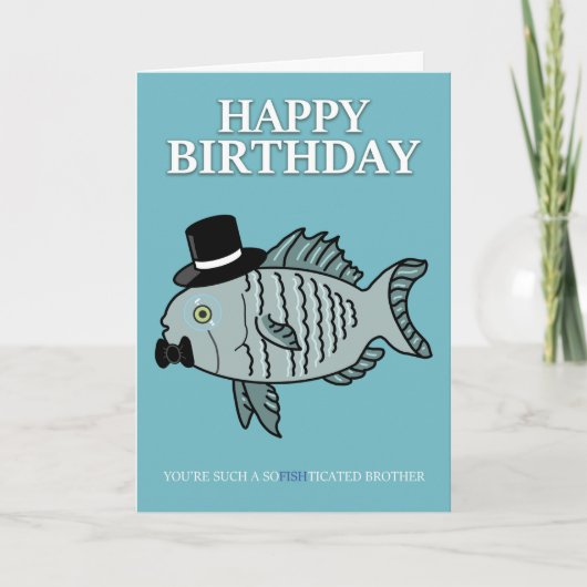 ブラザー誕生日フィッシュプンジョークカード カード (正面)