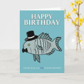 ブラザー誕生日フィッシュプンジョークカード カード (黄色い花)