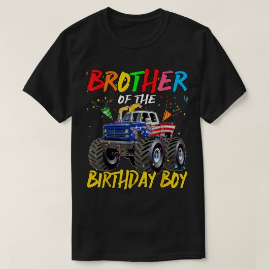 ブラザー誕生日ボーイモンスタートラック誕生日Pa Tシャツ (デザイン正面)