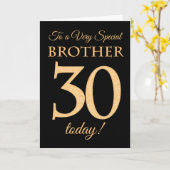 ブラザー金ゴールドに対するブラックへの30番目の誕生日 カード (黄色い花)