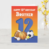 ブラザー12誕生日スポーツボール カード (黄色い花)