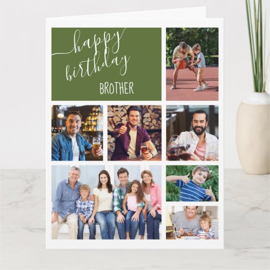 ブラザー7フォトコラージュパーソナライズされた誕生日 カード (正面)