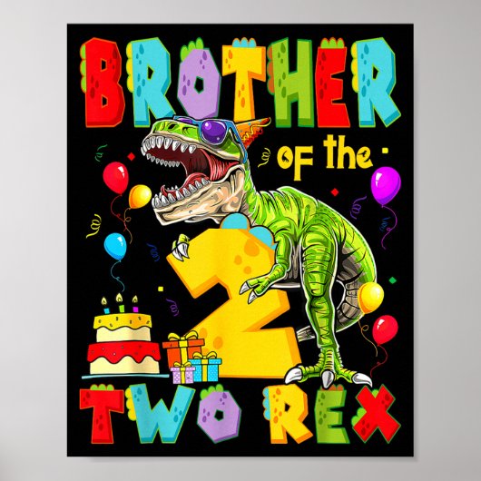 ブラザー・トゥ・レックス 2歳の誕生日イラスト ポスター (正面)
