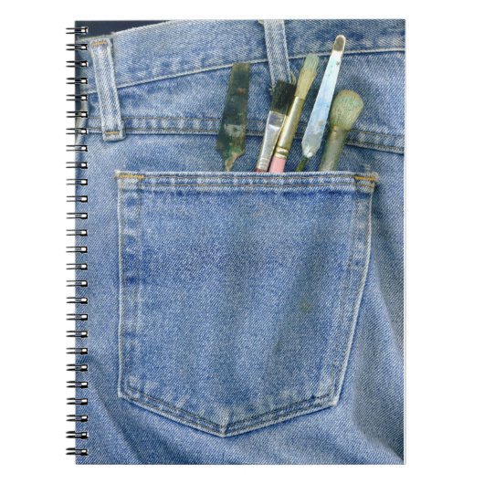 ブラシが付いているデニムのポケット ノートブック (正面)