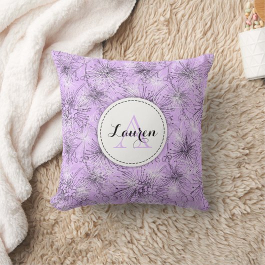 ブラシさくらんぼライリーピリーフローラ薄紫枕 クッション (ブランケット)