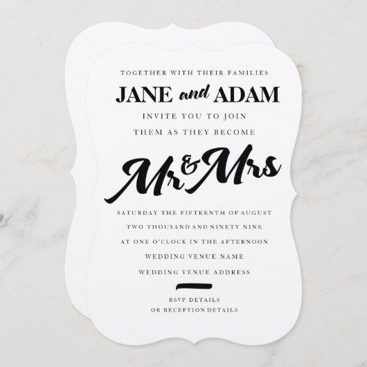 ブラシさん&ミセスタイポグラフィ結婚式招待状 招待状 (正面/裏面)