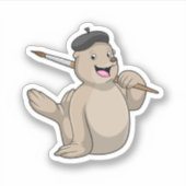 ブラシでペインターとしてシ絵を描ェルする シール (正面)