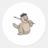 ブラシでペインターとしてシ絵を描ェルする ラウンドシール (正面)