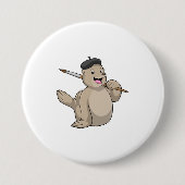 ブラシでペインターとしてシ絵を描ェルする 缶バッジ (正面)