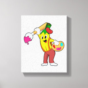 ブラシでペインターとしてバ絵を描ナナ キャンバスプリント
