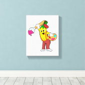 ブラシでペインターとしてバ絵を描ナナ キャンバスプリント (インサイチュ (ウッドフロア))