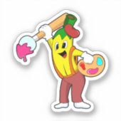 ブラシでペインターとしてバ絵を描ナナ シール (正面)