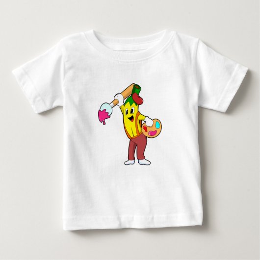 ブラシでペインターとしてバ絵を描ナナ ベビーTシャツ (正面)