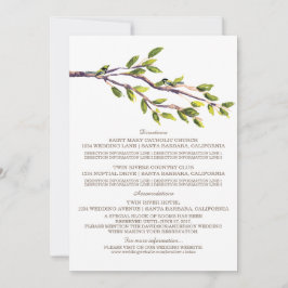 ブラシで描いた枝の結婚情報カード 招待状