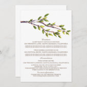 ブラシで描いた枝の結婚情報カード 招待状 (正面/裏面)