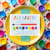 ブラシとキッ絵を描ズアート誕生日パーティー 招待状