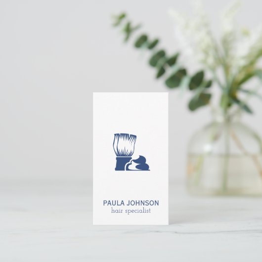 ブラシとシェービングクリーム 名刺 (スタンド正面)