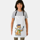 ブラシとスカーフを巻いた画家としての猫 エプロン (インサイチュ)