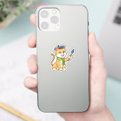 ブラシとスカーフを巻いた画家としての猫 シール (スマートフォン)