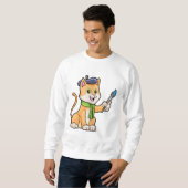 ブラシとスカーフを巻いた画家としての猫 スウェットシャツ (正面フル)