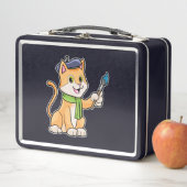 ブラシとスカーフを巻いた画家としての猫 メタルランチボックス (インサイチュ)