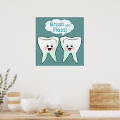 ブラシとフロスアート ポスター (キッチン)