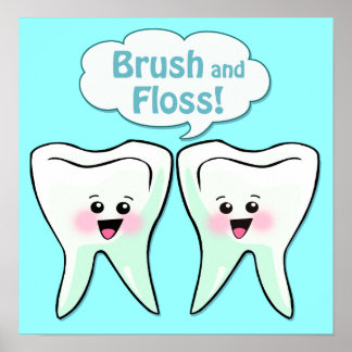 ブラシとフロス歯科のアートワーク ポスター