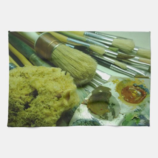 ブラシと絵を描 キッチンタオル (横)