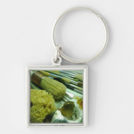 ブラシと絵を描 キーホルダー