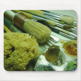 ブラシと絵を描 マウスパッド