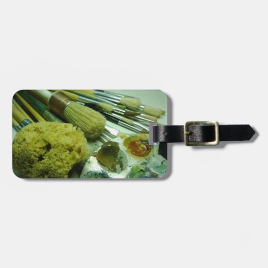 ブラシと絵を描 ラゲッジタグ (正面横)