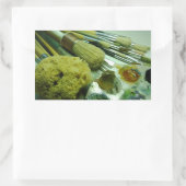 ブラシと絵を描 長方形シール (バッグ)