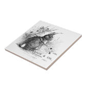 ブラシにウサギヴィンテージブラック&ホワイト タイル (側面)