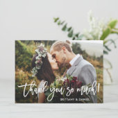 ブラシのスクリプトウッドありがとうご結婚ざいます 招待状 (スタンド正面)