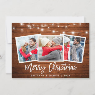 ブラシのスクリプトライト素朴ウッドクリスマス3写真 シーズンカード