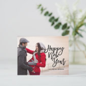 ブラシのスクリプトHappy New Year写真 シーズンポストカード (スタンド正面)