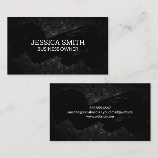 ブラシのストローク |幾何学的メタリックパターン 名刺 (正面/裏面)