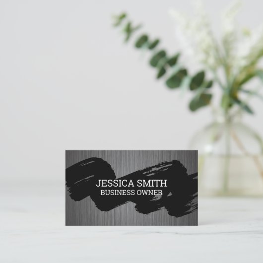 ブラシのストローク |金属ブラシ 名刺 (スタンド正面)