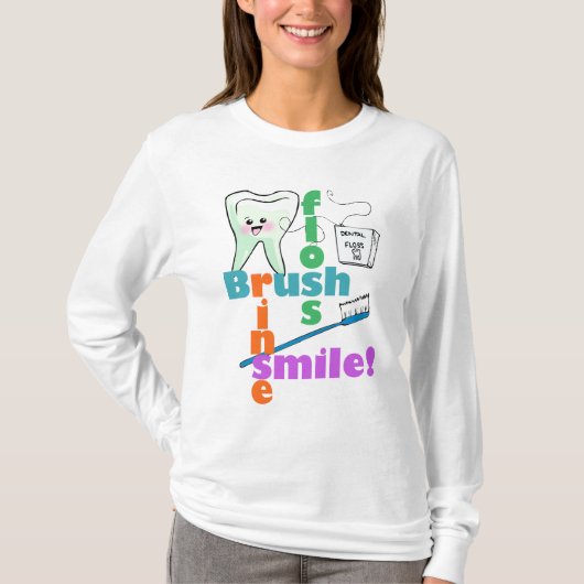 ブラシのフロスの洗浄のスマイル Tシャツ (正面)