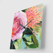 ブラシのフローラI スクエア壁時計 (傾斜)