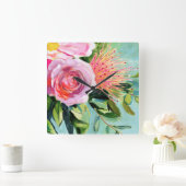 ブラシのフローラI スクエア壁時計 (ホーム)