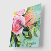 ブラシのフローラI スクエア壁時計 (傾斜)