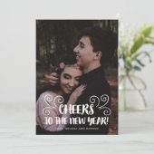 ブラシのレタ応援新年パーソナライズされた写真 シーズンカード (スタンド正面)