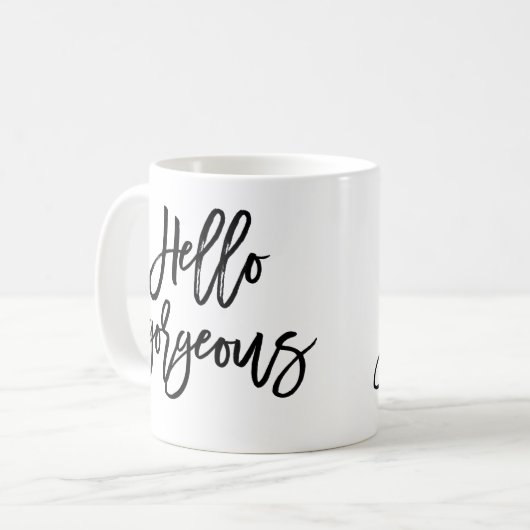 ブラシの原稿のこんにちは豪華なコーヒー・マグ コーヒーマグカップ (正面左)