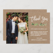 ブラシの原稿のユーカリのクラフトのモダンな写真 サンキューカード (正面/裏面)