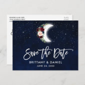 ブラシの原稿の天の花の月の保存日付 案内ポストカード (正面/裏面)