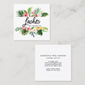 ブラシの原稿の水彩画の熱帯花の鞭 スクエア名刺 (正面/裏面)