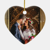 ブラシの原稿の金ゴールドの初めてのクリスマス|の写真の背部 セラミックオーナメント (裏面)