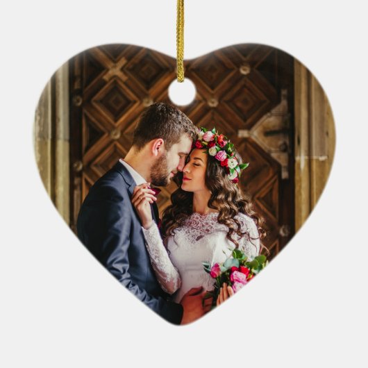 ブラシの原稿の金ゴールドの初めてのクリスマス|の写真の背部 セラミックオーナメント (裏面)