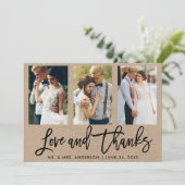 ブラシの原稿3の写真の結婚式愛および感謝クラフト サンキューカード (スタンド正面)